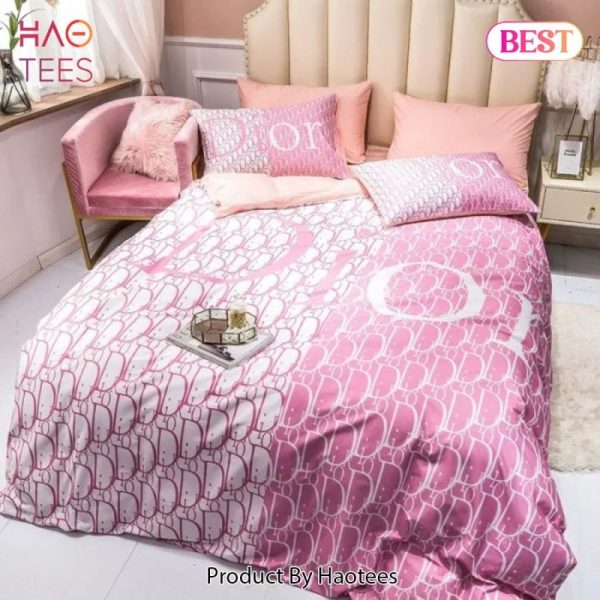 Christian Dior Pink Luxury Brand Premium Bedding Set Bedspread Duvet Cover Set Home Decor