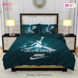 Famous Nike Air Jordan Moss Green Background Bedding Sets Bed Sets