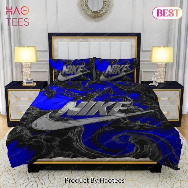 Famous Nike Design Navy and black Silk Material Soft & Quality Comfortable 4 Pieces Bedding Sets Bed Sets