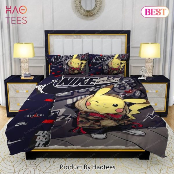 Famous Nike Supreme Pokemon Pikachu Design & Quality Comfortable 4 Pieces Bedding Sets Bed Sets