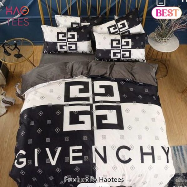 Givenchy Black And White Logo Luxury Brand Bedding Set Home Decor