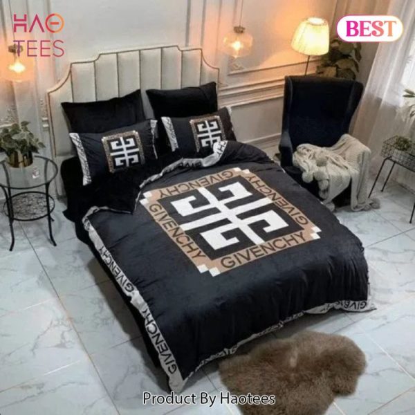 Givenchy Black Luxury Brand Premium Bedding Set Duvet Cover Home Decor