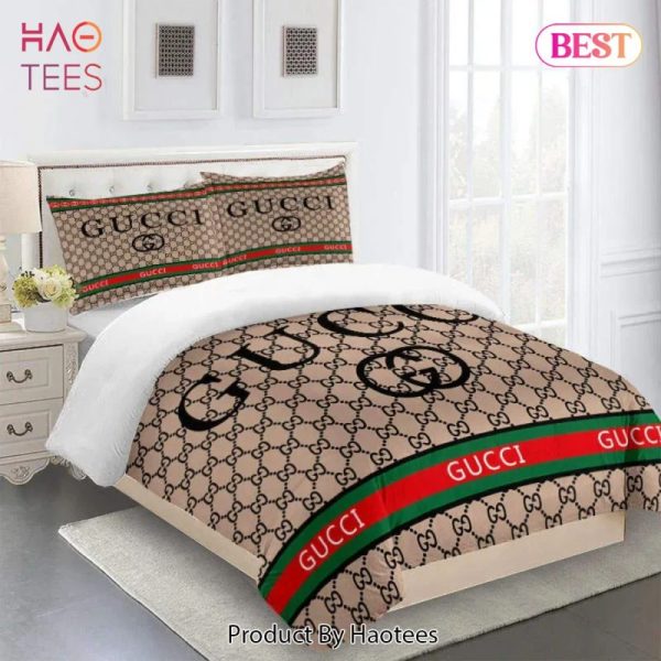 Gucci Beige Fashion Luxury Brand Fashion Bedding Set Bedspread Duvet Cover Set