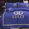 Gucci Blue Fashion Logo Luxury Brand Bedding Set Home Decor