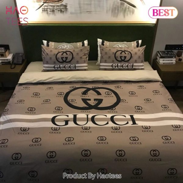 Gucci Brown Luxury Brand Bedding Set Home Decor