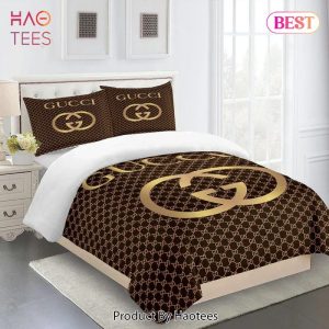 Gucci Brown Premium Fashion Limited Luxury Brand Bedding Set Home Decor