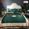 Gucci Dark Green Luxury Brand Bedding Set Bedspread Duvet Cover Set Home Decor