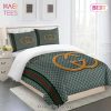 Gucci Fashion Golden Logo Limited Luxury Brand Bedding Set Home Decor