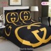 Gucci Golden Logo Luxury Brand Bedding Set Home Decor