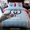 Gucci Light Blue Pink Luxury Brand Bedding Set Bedspread Duvet Cover Set Home Decor