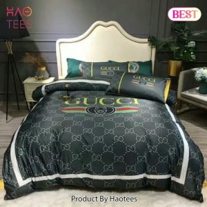 Gucci Logo Black Luxury Brand High-End Bedding Set Home Decor