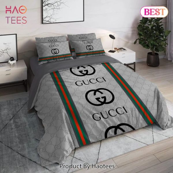 Gucci Logo Luxury Brand High End Premium Bedding Set Home Decor