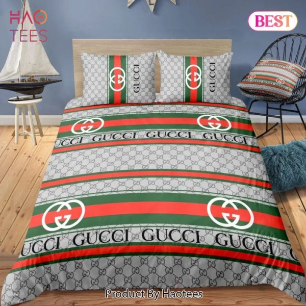 Gucci Logo New Luxury Brand Bedding Set Bedspread Duvet Cover Set Home Decor