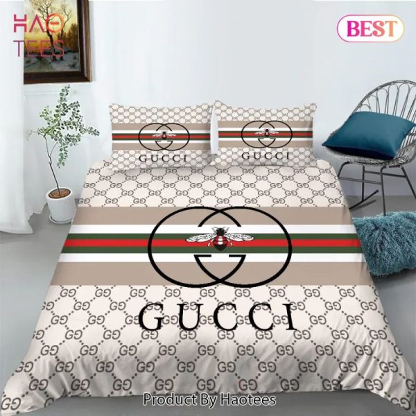 Gucci Logo New Luxury Fashion Brand Bedding Bedspread Duvet Cover Set