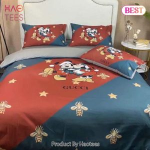 Gucci Mickey Couple Christmas Luxury Brand High-End Bedding Set Home Decor