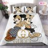 Gucci Mickey Couple Logo Luxury Brand Bedding Set Home Decor