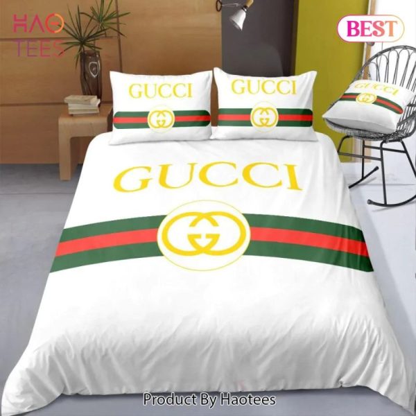 Gucci New Hot Logo Luxury Brand Bedding Set Bedspread Duvet Cover Set Home Decor