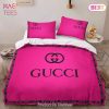 Gucci Pinky Fashion Logo Luxury Brand Bedding Set Home Decor