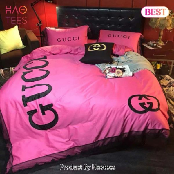 Gucci Pinky Logo Luxury Brand Bedding Set Home Decor