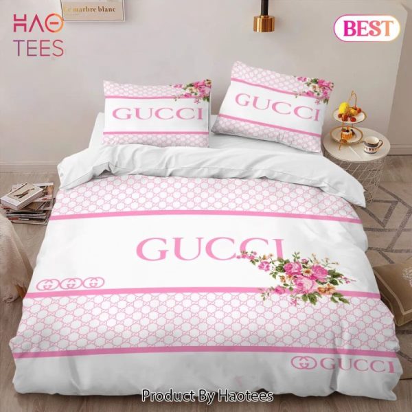 Gucci Pinky Logo Luxury Brand High-End Bedding Set Home Decor