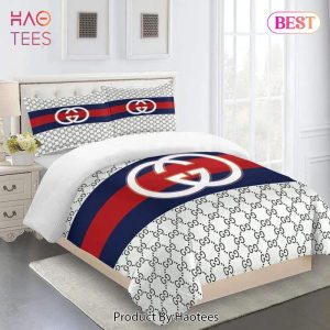 Gucci Red Blue White Fashion Logo Limited Luxury Brand Bedding Set Home Decor