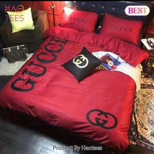 Gucci Red Logo Luxury Brand Bedding Set Home Decor