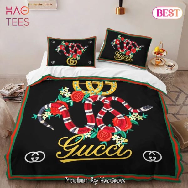 Gucci Red Snake Limited Luxury Brand High-End Bedding Set Home Decor