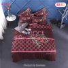 Gucci Red Wine Luxury Brand Bedding Set Bedspread Duvet Cover Set Home Decor