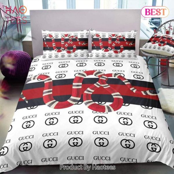 Gucci Snake Fashion Logo Luxury Brand Bedding Set Home Decor