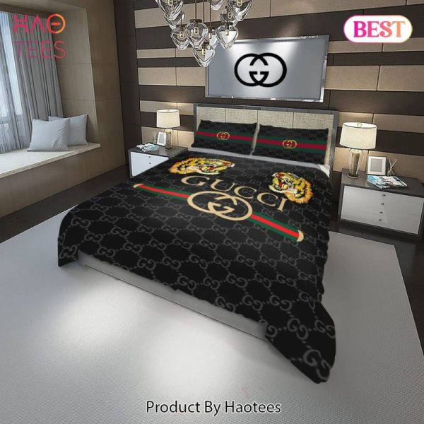 Gucci Tigers Fashion Logo Luxury Brand Premium Bedding Set Home Decor