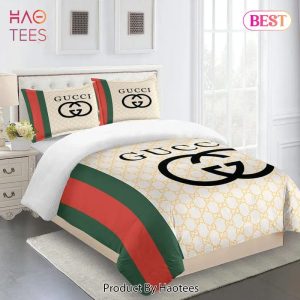 Gucci Yellow Premium Limited Luxury Brand Fashion Bedding Set Home Decor