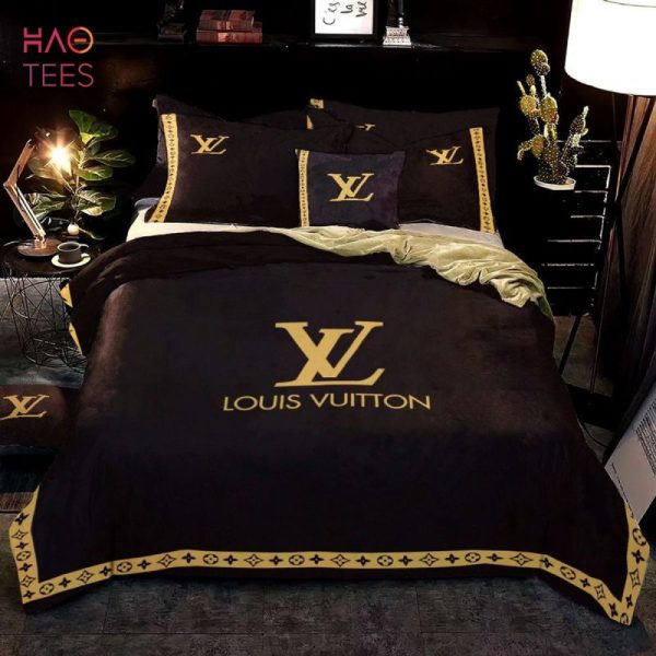 [HOT] LV Black Luxury Brand Bedding Sets Limited Edition