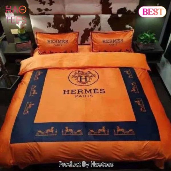 Hermes New Hot Logo Luxury Brand High-End Bedding Set Home Decor