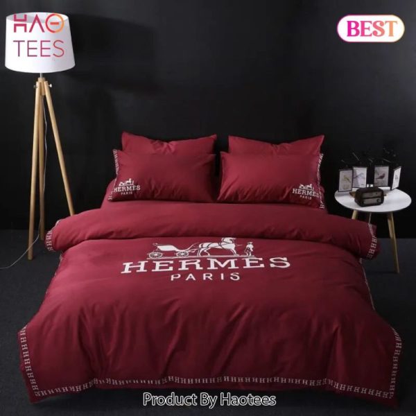 Hermes Red Luxury Brand Premium Bedding Set Bedspread Duvet Cover Set Home Decor