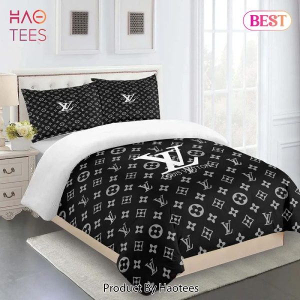 Louis Vuitton Black Luxury Brand Limited Premium Fashion Bedding Set Home Decor