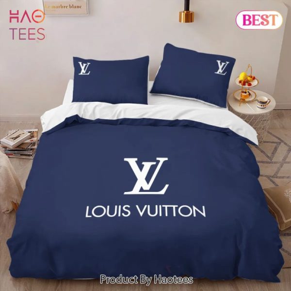 Louis Vuitton Blue Logo Limited Edition Luxury Brand High-End Bedding Set LV Home Decor