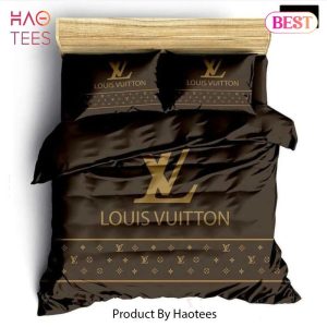 Louis Vuitton Brown Fashion Logo Luxury Brand Premium Bedding Set Home Decor