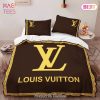 Louis Vuitton Brown Yellow Logo Premium Luxury Brand High-End Bedding Set LV Home Decor