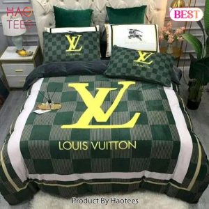 Louis Vuitton Dark Green Luxury Brand Bedding Set Duvet Cover Home Decor