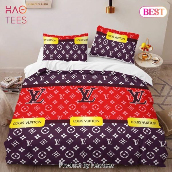 Louis Vuitton Paris Hot Luxury Logo Brand Bedding Set Bedspread Duvet Cover Set Home Decor