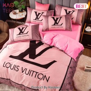 Louis Vuitton Pink Fashion Logo Luxury Brand Bedding Set Home Decor