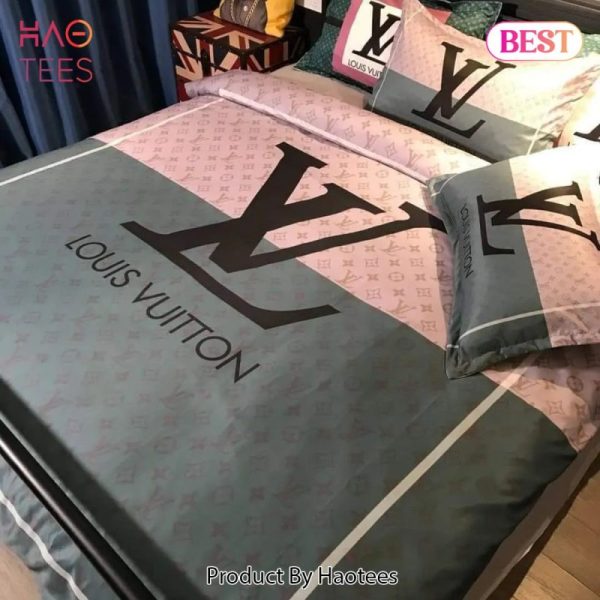 Louis Vuitton Pink Grey Luxury Brand Bedding Set Duvet Cover Home Decor