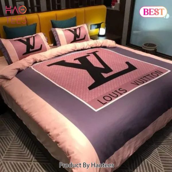 Louis Vuitton Purple Pinky Luxury Brand Bedding Set Duvet Cover Home Decor