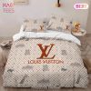 Louis Vuitton Red Logo Luxury Brand High-End Bedding Set LV Home Decor