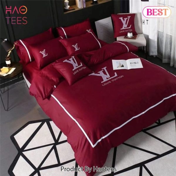 Louis Vuitton Red Luxury Brand Bedding Set Home Decor