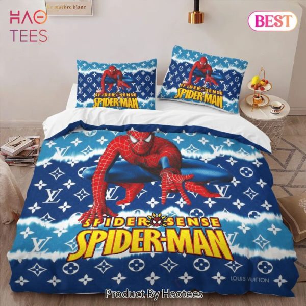 Louis Vuitton Spider Man Luxury Brand High-End Bedding Set LV Home Decor