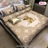 Louis Vuitton Teddy Bear Beige Luxury Brand Bedding Set Duvet Cover Home Decor