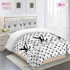 Louis Vuitton White Luxury Brand Limited Premium Fashion Bedding Set Home Decor