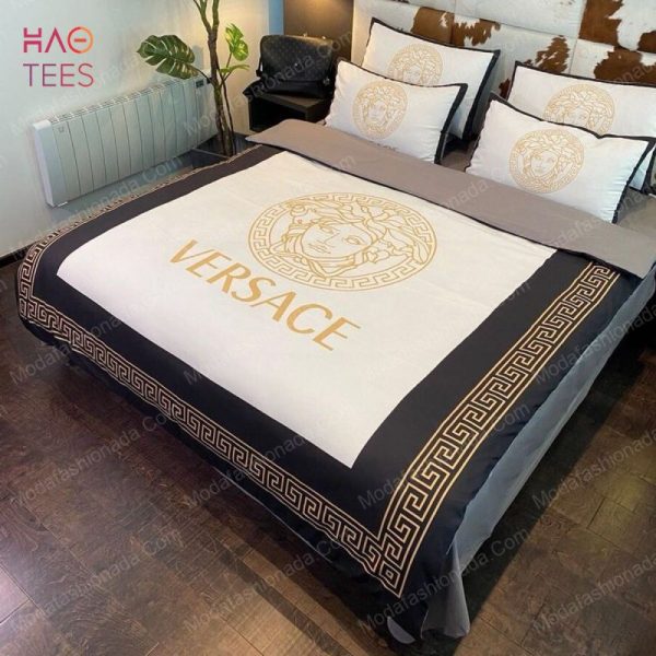 Luxury Versace White Yellow Logo Brands Bedding Set