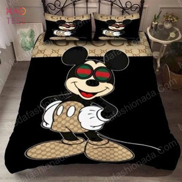 Mickey Mouse Gucci Logo Fashion Luxury Brands Bedding Set